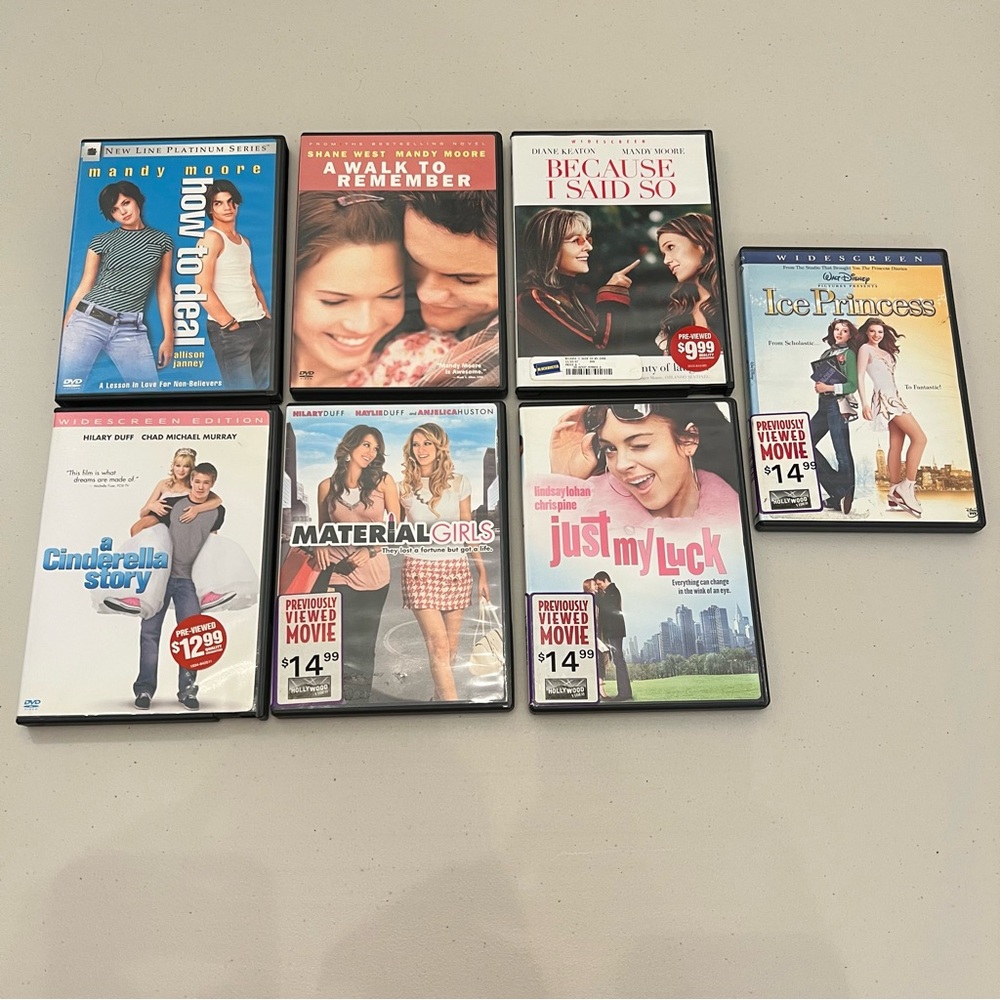 7 Movies DVD Bundle- Romantic Comedy Hilary Duff, Mandy Moore, Lindsay Lohan